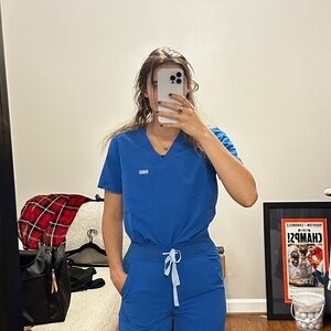 Figs Royal Blue Scrub Top